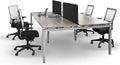 Hoogte verstelbare Bench werkplek Kubus breed 280CM bladkleur Havanna framekleur Aluminium (RAL9006) aantal werkplekken 4