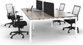 Hoogte verstelbare Bench werkplek Kubus breed 280CM bladkleur Havanna framekleur Aluminium (RAL9006) aantal werkplekken 4