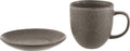 J-Line kopje + schoteltje Louise - keramiek - bruin - 6 stuks