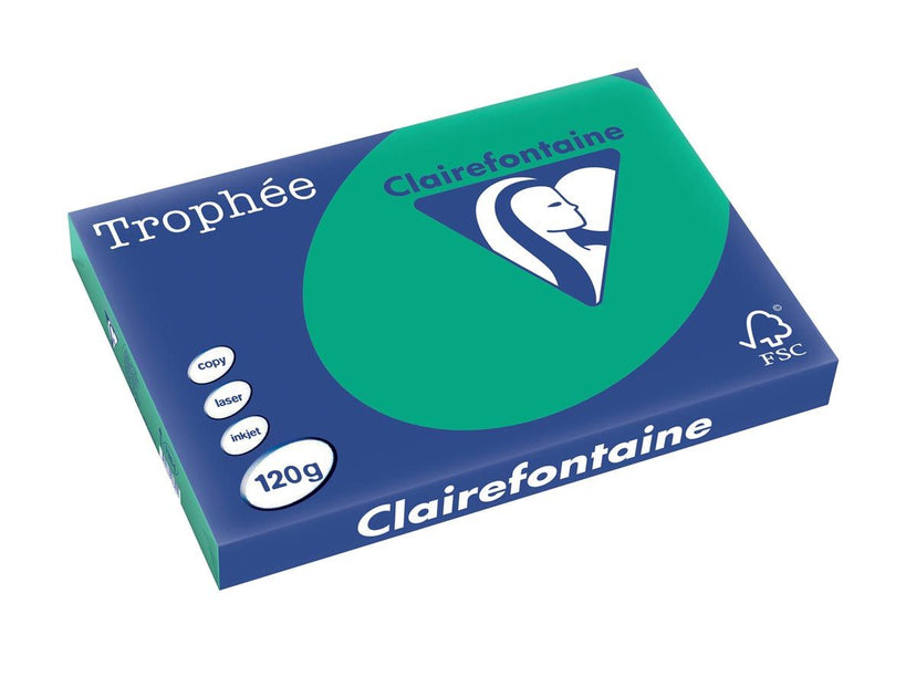 Clairefontaine Trophée Intens, gekleurd papier, A3, 120 g, 250 vel, dennengroen 5 stuks