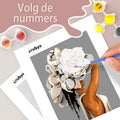 Rubye® Schilderen Op Nummer - Bloemenhoofd - Inclusief Verf en Penselen - (2 stuks)