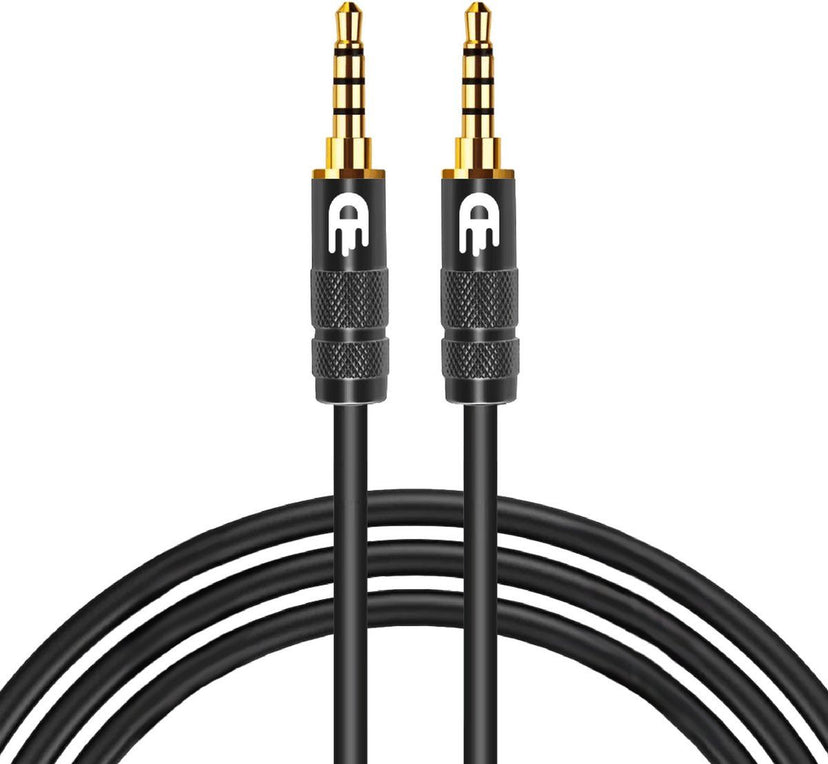 Drivv AUX Kabel 3.5 mm - Jack naar Jack - Verguld - Zwart - 2 meter