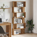 vidaXL - Boekenkast - 80x24x192 - cm - bewerkt - hout - artisanaal - eikenkleur
