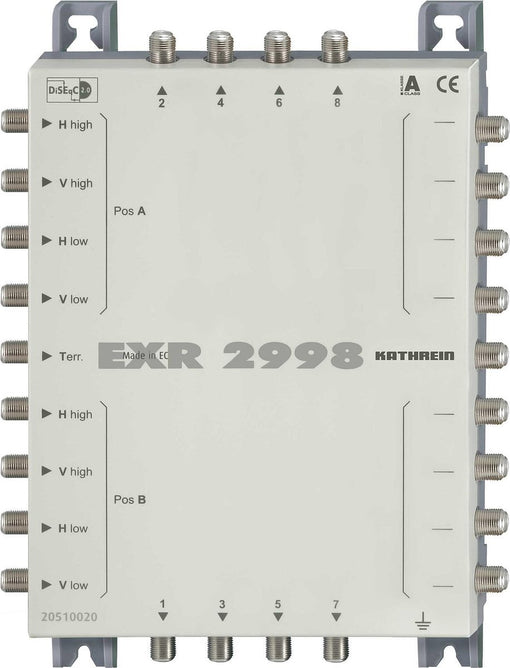 Kathrein EXR 2998 Satelliet multiswitch cascade Ingangen (satelliet): 9 (8 satelliet / 1 terrestrisch) Aantal gebruiker