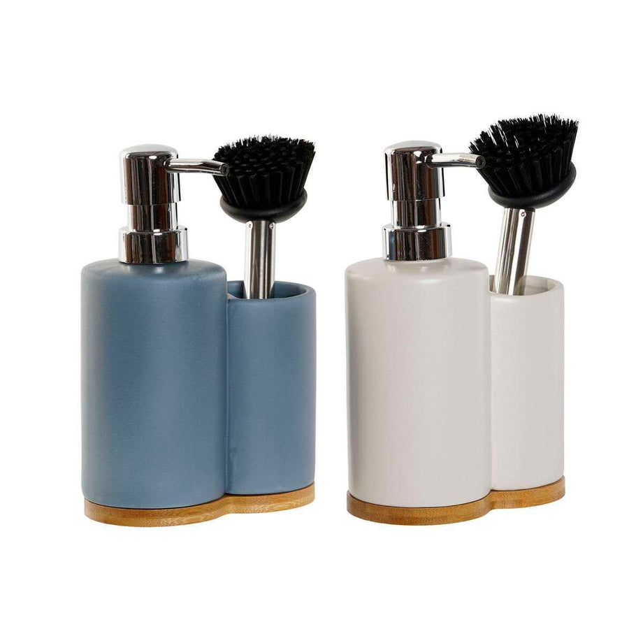 2-in-1 zeepdispenser voor het aanrecht DKD Home Decor Bamboe Roestvrij staal Dolomite 11,5 x 6,5...