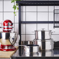 KitchenAid Stainless Steel kookpannenset met glazen deksels 3-delig - RVS - inductie