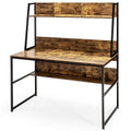 Coast Bureau - Computertafel met Plank - 120x57x140 cm - Koffie