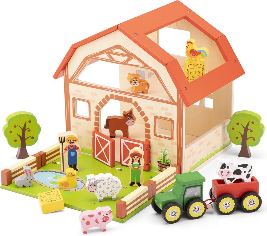 Woet® Houten Speelgoedboerderij - Boerderij Speelset - Inclusief Dieren en Tractor - Vanaf 3 Jaar