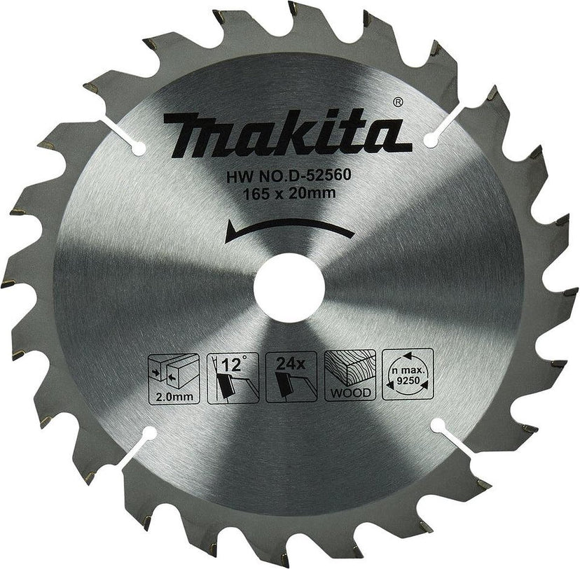 Makita Cirkelzaagblad voor Hout | Standaard | Ø 165mm Asgat 20mm 24T - D-52560