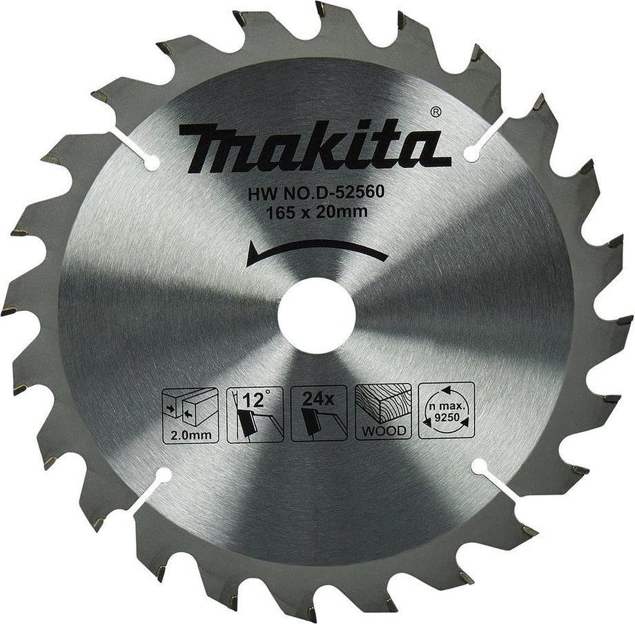 Makita Cirkelzaagblad voor Hout | Standaard | Ø 165mm Asgat 20mm 24T - D-52560