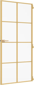 vidaXL - Binnendeur - smal - 93x201,5 - cm - gehard - glas - en - aluminium - goudkleur