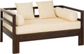 J-Line zetelbed Conie matras + 4 kussens - hout - donkerbruin