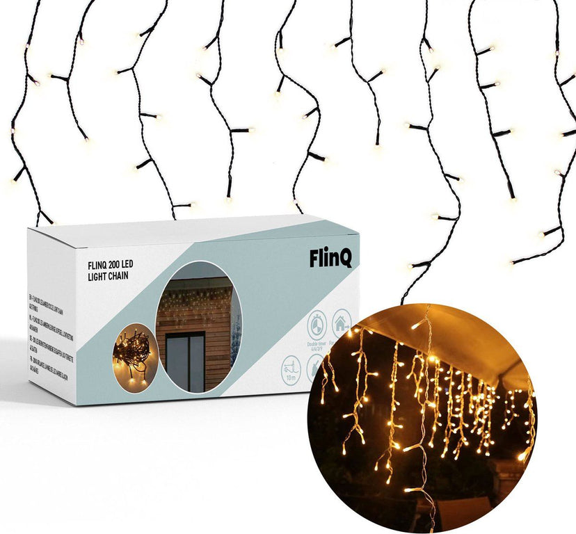 FlinQ Amber IJspegelverlichting - Lichtslinger Buiten - 144 LED Lampen - IP44 (1 stuk)