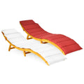 Coast Acaciahouten Tuinligstoel Inklapbaar met Omkeerbaar Kussen Crème/Rood 190 x 55 x 52 cm