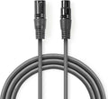 Nedis DMX-Adapterkabel - XLR 3-Pins Male - XLR 3-Pins Female - Vernikkeld - 5.00 m - Rond - PVC - Donkergrijs - Kartonnen Sleeve