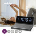 Nedis Wekker met Draadloze Lader - Qi gecertificeerd - 5 / 7.5 / 10 / 15 W - USB-A Male - 2 Alarmtijden - Snoozefunctie