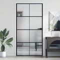 vidaXL - Binnendeur - smal - 102,5x201,5 - cm - gehard - glas - en - aluminium - zwart