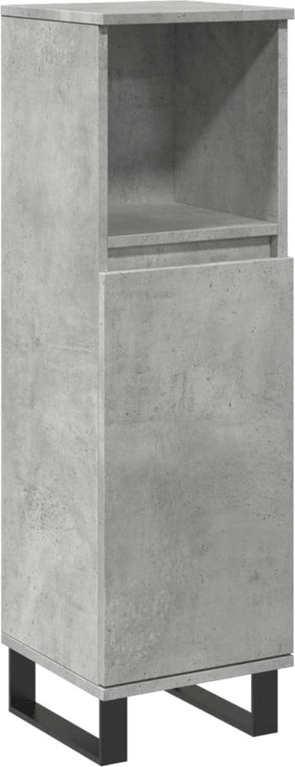 vidaXL - Badkamerkast - 30x30x100 - cm - bewerkt - hout - betongrijs