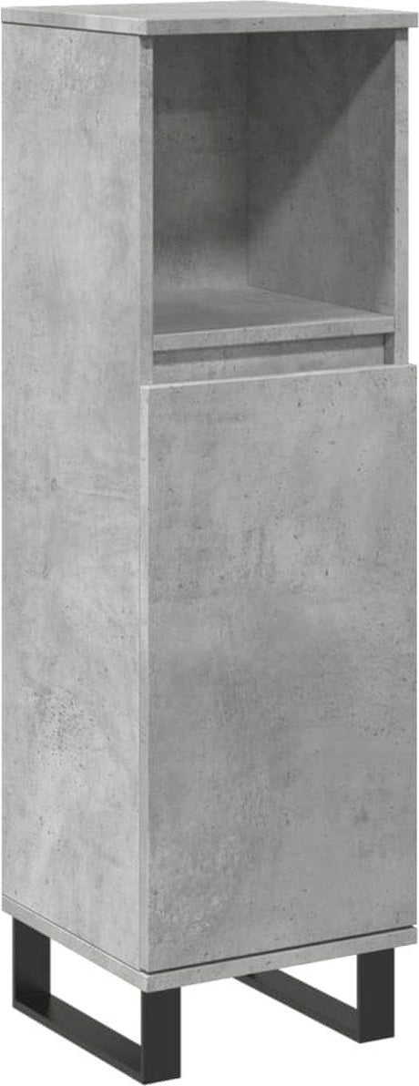 vidaXL - Badkamerkast - 30x30x100 - cm - bewerkt - hout - betongrijs
