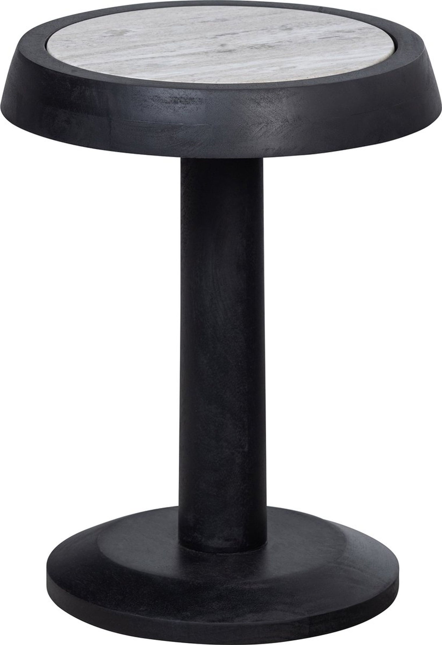 WOOOD Nanne Bijzettafel - Mangohout/marmer - Zwart - 46xØ36