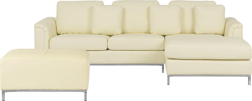 OSLO - Hoekbank met ottomaan - Beige - Linkerzijde - 270 cm - Leer