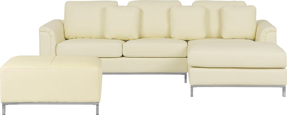 OSLO - Hoekbank met ottomaan - Beige - Linkerzijde - 270 cm - Leer