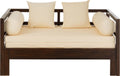 J-Line zetelbed Conie matras + 4 kussens - hout - donkerbruin