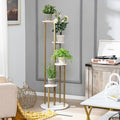 Coast Metalen Plantenrek - Modern - Imitatie Marmer - 40x40x122,5cm - Wit en Goud