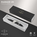 Parker IM-balpen | Matzwart met chromen afwerking | Medium punt met blauwe inktnavulling | met Geschenkdoos