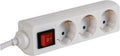 Perel Stekkerdoos met schakelaar, 3 stopcontacten met randaarde (type F), kabel 3 m, 3G1.5, gebruik binnenshuis, wit