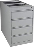 Praktische standcontainer 4 lades diep 80CM kleur Zwart (RAL9005) topblad Lichtgrijs
