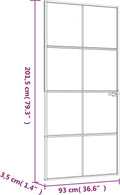 vidaXL - Binnendeur - 93x201,5 - cm - gehard - glas - en - aluminium - smal - zwart