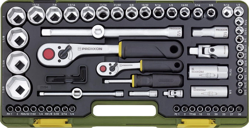 Proxxon Industrial Super-set 23294 Dopsleutelset Inch 1/4 (6.3 mm), 1/2 (12.5 mm) 65-delig