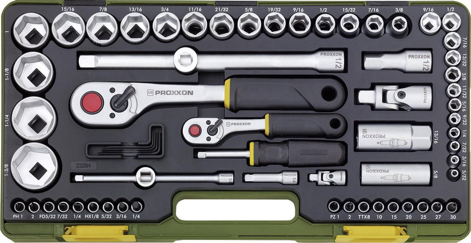 Proxxon Industrial Super-set 23294 Dopsleutelset Inch 1/4 (6.3 mm), 1/2 (12.5 mm) 65-delig