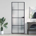vidaXL - Binnendeur - smal - 83x201,5 - cm - gehard - glas - en - aluminium - zwart