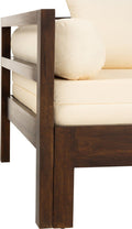J-Line zetelbed Conie matras + 4 kussens - hout - donkerbruin