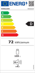Everglades EVCO1014 - Tafelmodel Koeler - 133 Liter - D Klasse/72kWh Jaarlijks - Wit