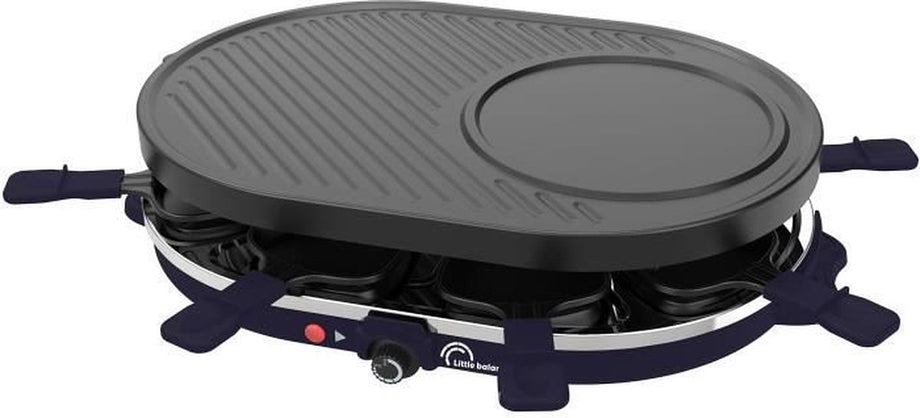 Raclettemachine - LITTLE BALANCE - Multi kaas - 1200 W - 8 personen - Afneembare grill/crêpe - Nachtblauw
