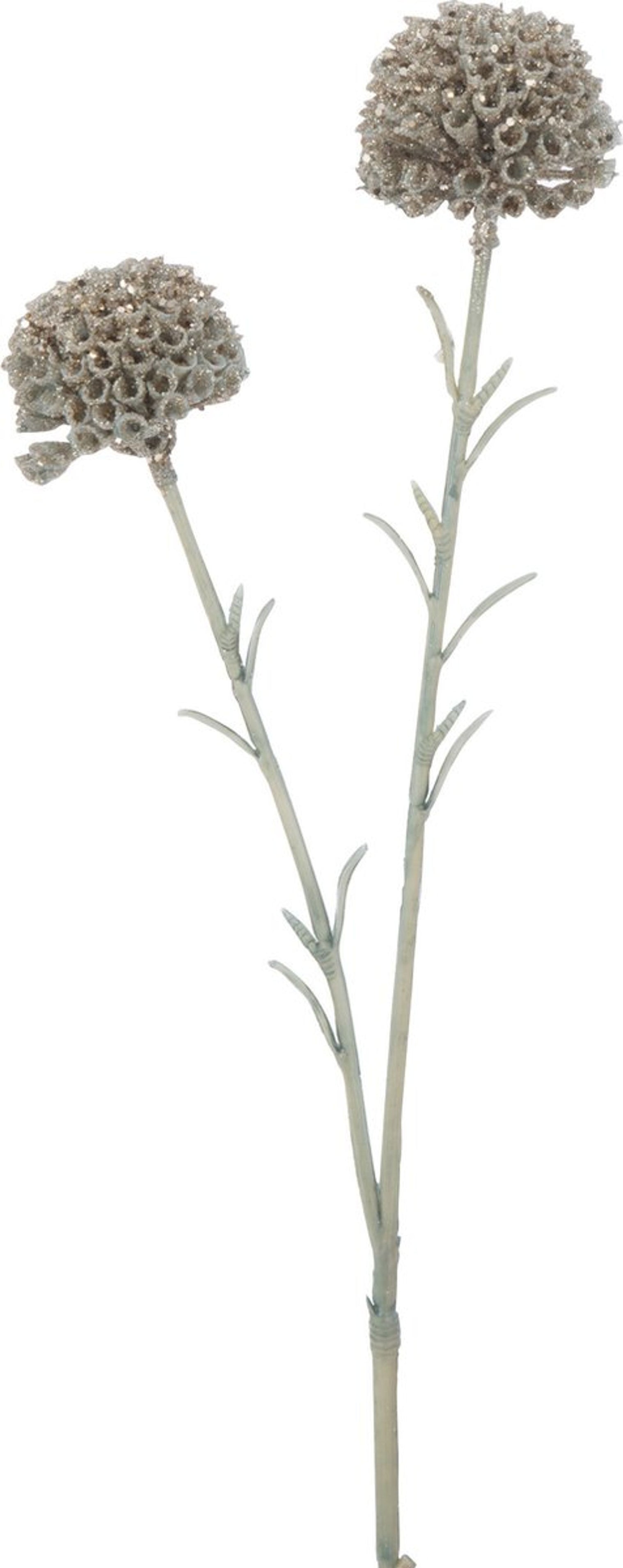 J-Line decoratie Tak Marigold 2 Bloemen - kunststof - lichtgroen - 24 stuks