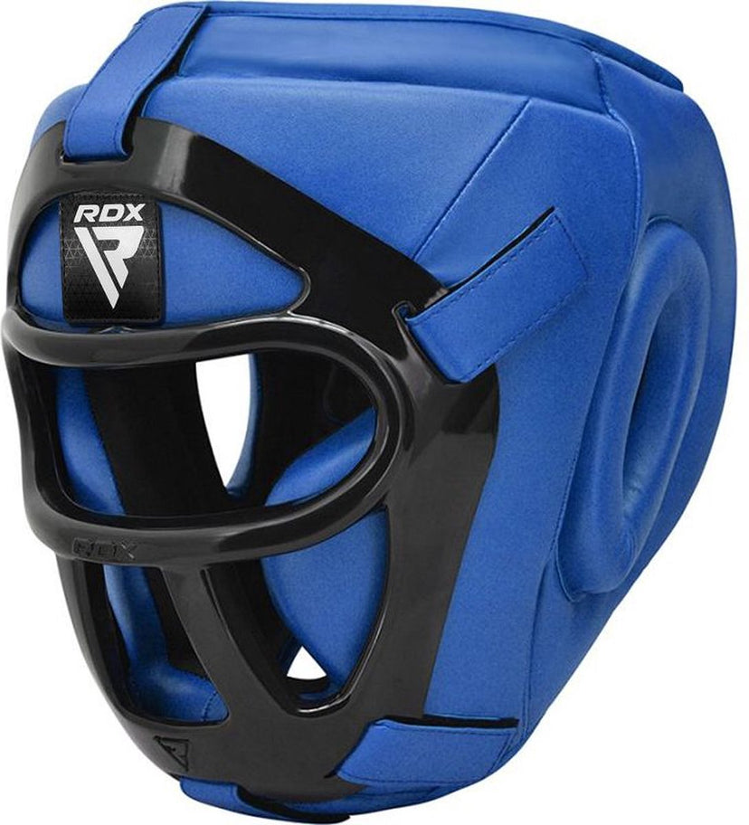RDX Sports T1 Hoofdbeschermer Boksen - Bokshelm - Met Grill - Kunstleer - Blauw - S