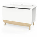 Speelgoedkist - FIRMIANA - Scandinavische stijl - Mat wit / Kronberg eik - 82,4 x 39,1 x 58,9 cm - DEMEYERE
