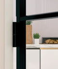 vidaXL - Binnendeur - 93x201,5 - cm - gehard - glas - en - aluminium - smal - zwart
