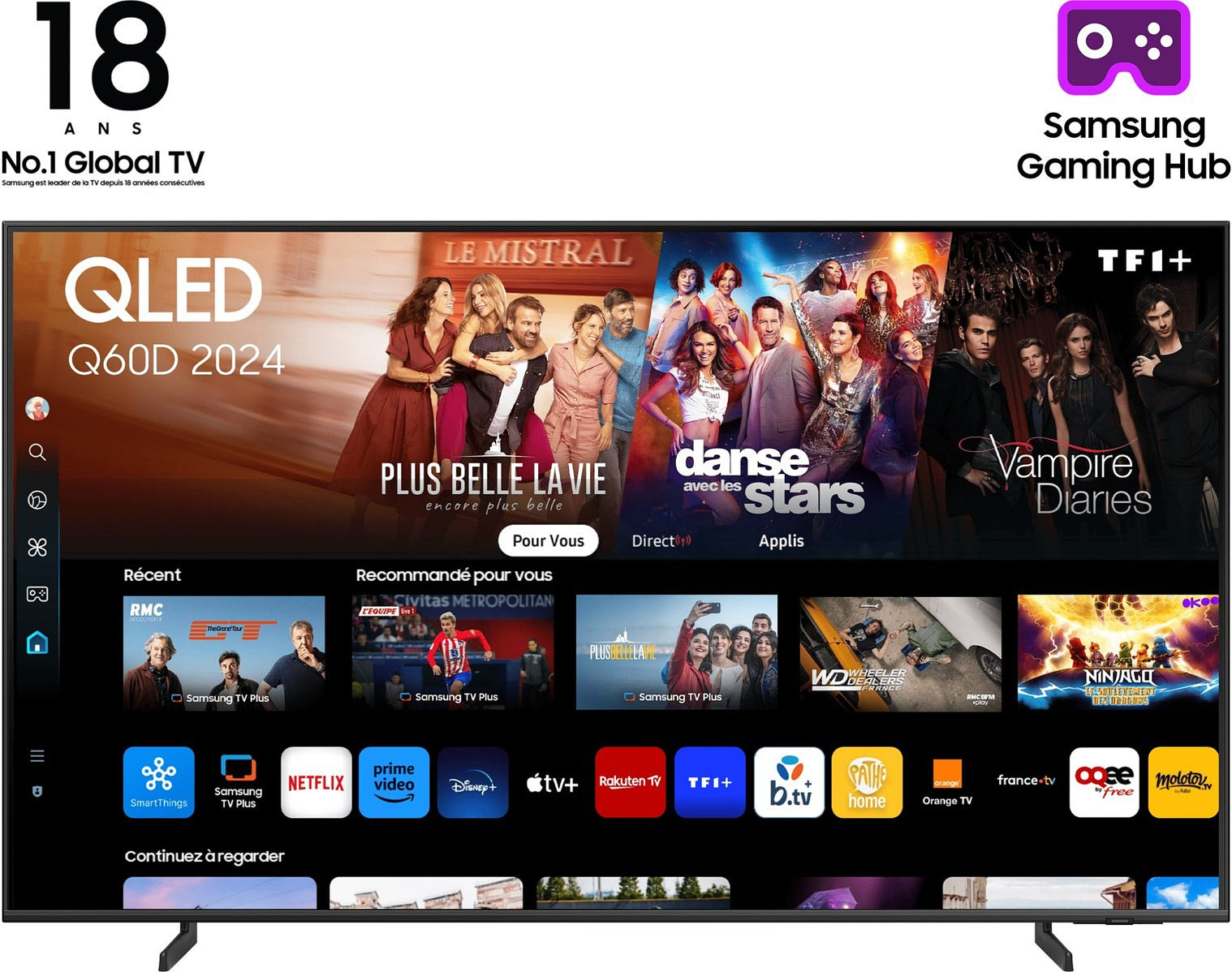 Samsung QLED Q60D 65 inch (buitenlands model, XXC) Titanium, Zwart