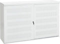 Schuifdeurkast met geperforeerde deuren breed 166CM diep 40CM hoogte 100CM bladkleur Lichtgrijs framekleur Wit (RAL9010)