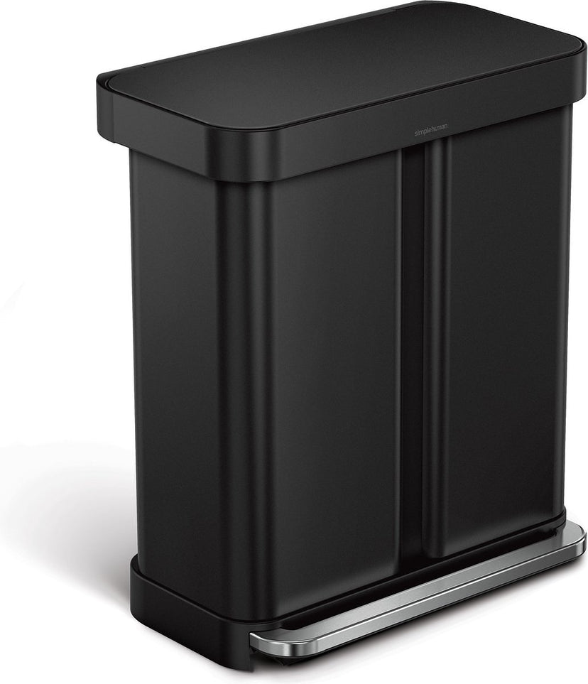 Simplehuman - Prullenbak Liner Pocket Recycler 24 + 34 liter - Zwart - Roestvast Staal