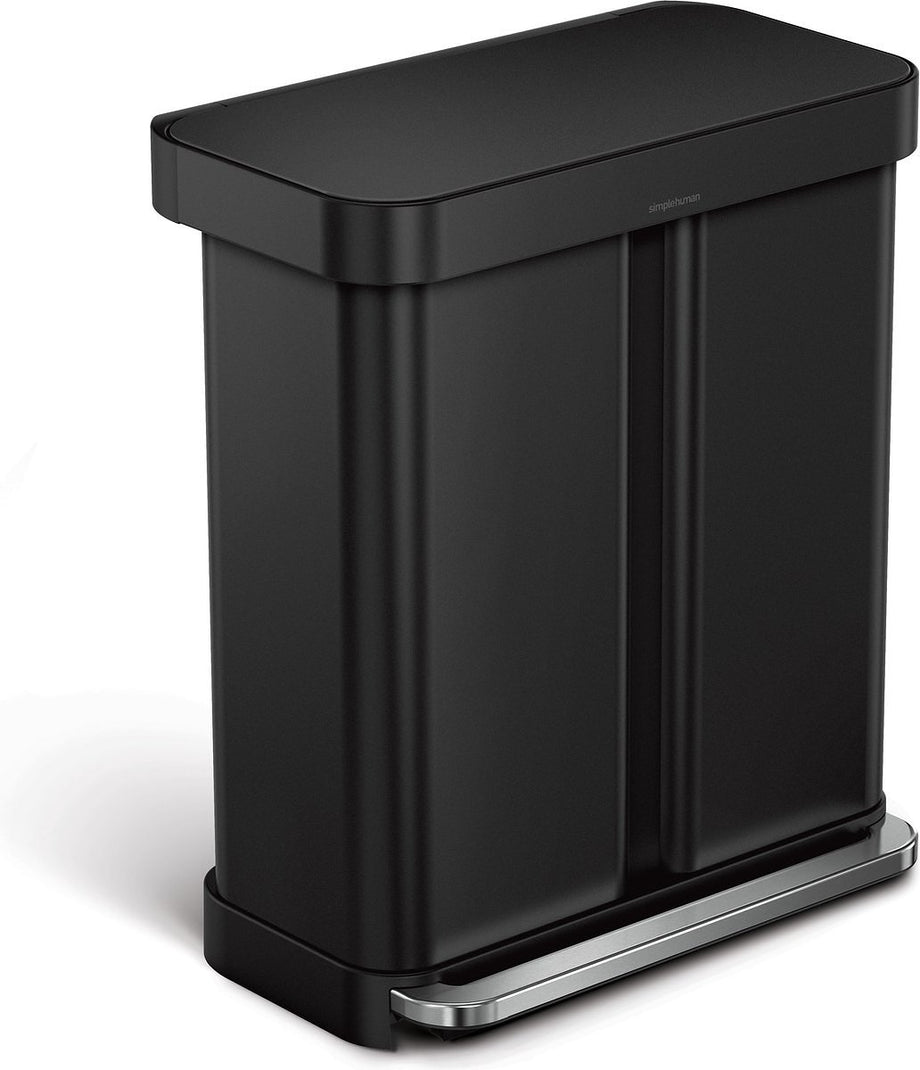 Simplehuman - Prullenbak Liner Pocket Recycler 24 + 34 liter - Zwart - Roestvast Staal