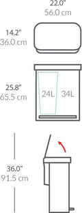 Simplehuman - Prullenbak Liner Pocket Recycler 24 + 34 liter - Zwart - Roestvast Staal