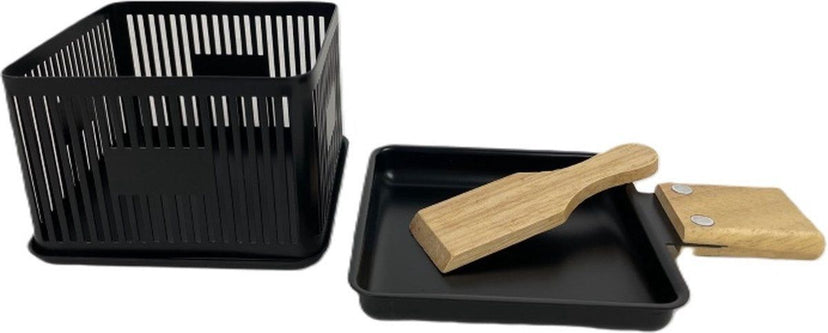 Raclette & Kaasfondue To-Go - Compact 1-persoons Set - 10×10×6,5 cm - Zwart
