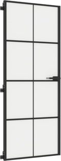 vidaXL - Binnendeur - smal - 83x201,5 - cm - gehard - glas - en - aluminium - zwart