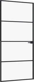 vidaXL - Binnendeur - 93x201,5 - cm - gehard - glas - en - aluminium - smal - zwart